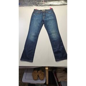 Levis 505 Straight Leg Jeans Womens 8M Dark Wash Distressed Denim Blue 505-0193